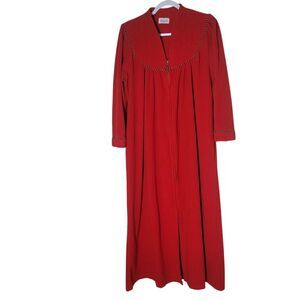 Vanity Fair Vintage House Dress Robe Women's Size Medium Red Night Gown USA Made